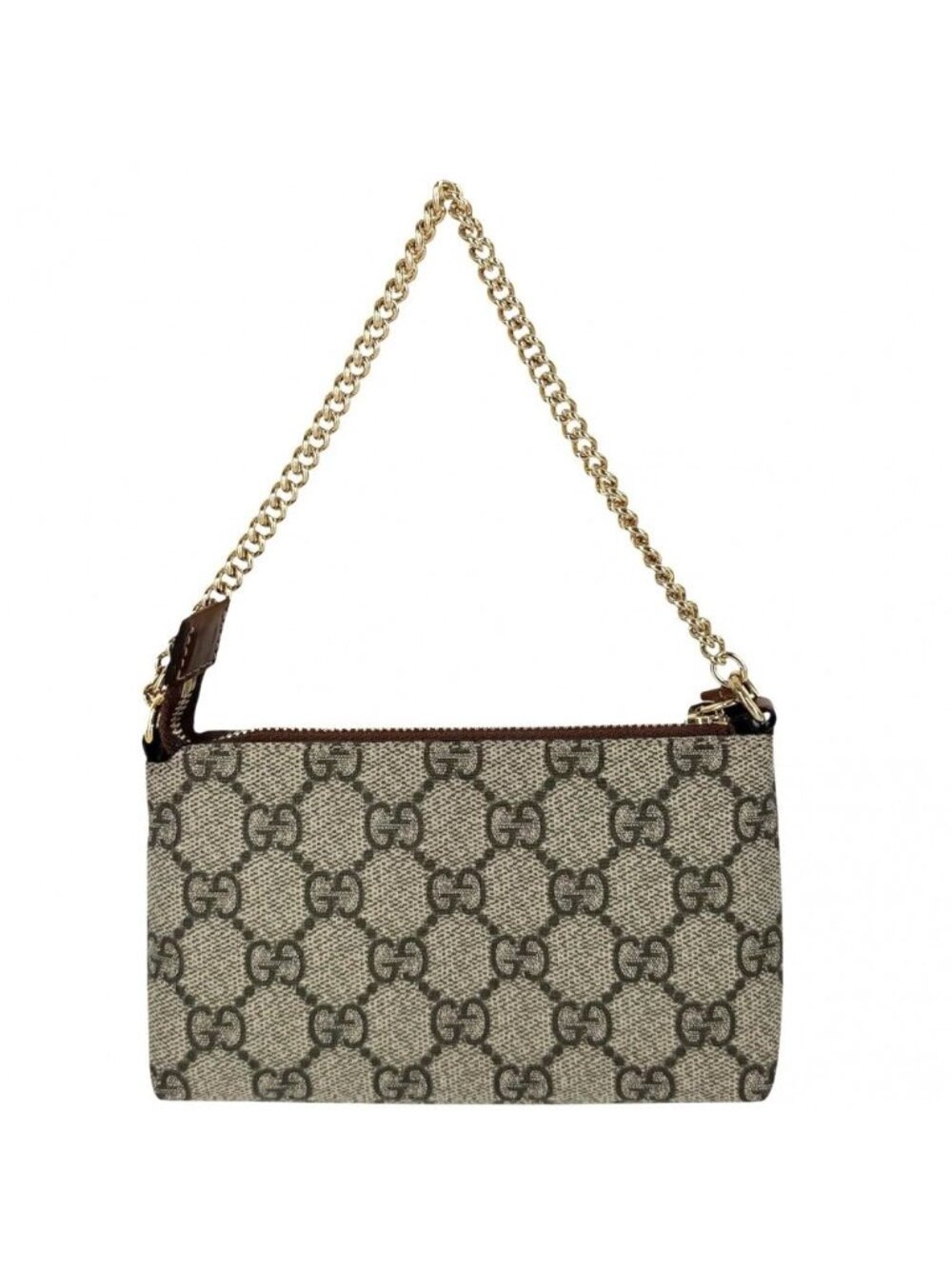 Gucci GG Supreme Pouch Mini Bag Small Canvas Leather Brown Beige Gold - Picture 2 of 7